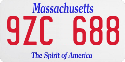 MA license plate 9ZC688