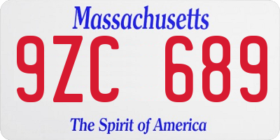 MA license plate 9ZC689