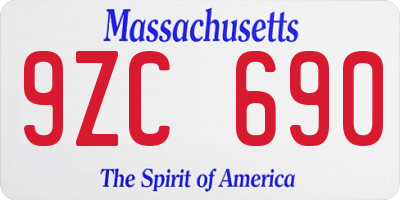 MA license plate 9ZC690