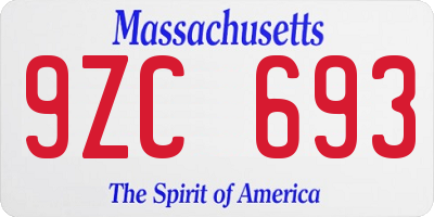 MA license plate 9ZC693