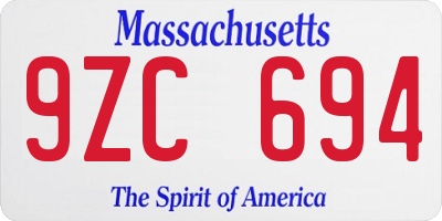 MA license plate 9ZC694