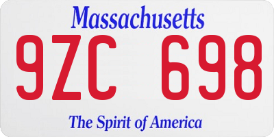 MA license plate 9ZC698