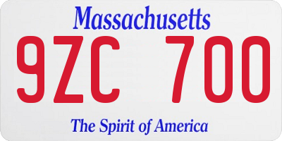 MA license plate 9ZC700