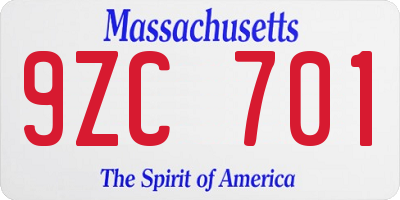 MA license plate 9ZC701