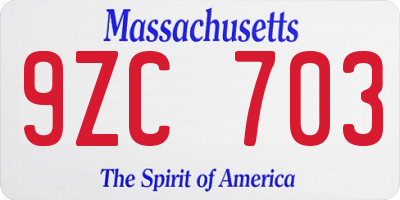 MA license plate 9ZC703