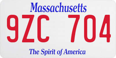 MA license plate 9ZC704