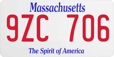 MA license plate 9ZC706