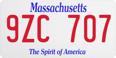 MA license plate 9ZC707