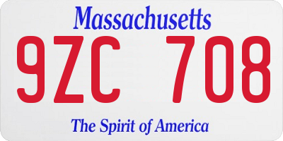 MA license plate 9ZC708