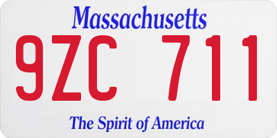 MA license plate 9ZC711
