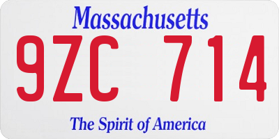 MA license plate 9ZC714