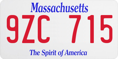 MA license plate 9ZC715