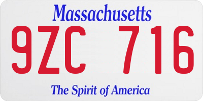 MA license plate 9ZC716