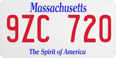 MA license plate 9ZC720