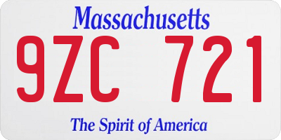 MA license plate 9ZC721