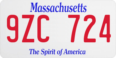 MA license plate 9ZC724