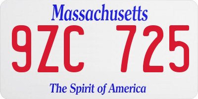 MA license plate 9ZC725