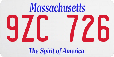 MA license plate 9ZC726