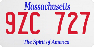 MA license plate 9ZC727