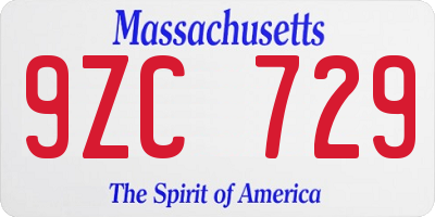 MA license plate 9ZC729