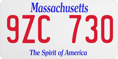 MA license plate 9ZC730