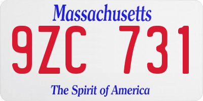 MA license plate 9ZC731