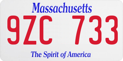 MA license plate 9ZC733