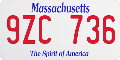 MA license plate 9ZC736
