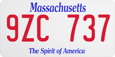 MA license plate 9ZC737