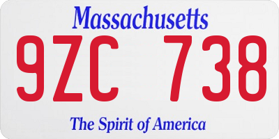 MA license plate 9ZC738