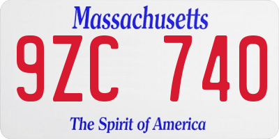 MA license plate 9ZC740