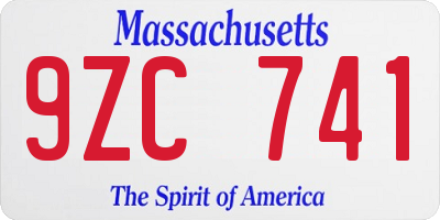 MA license plate 9ZC741