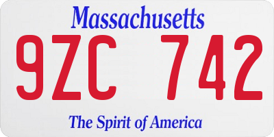 MA license plate 9ZC742