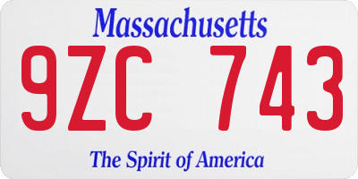 MA license plate 9ZC743