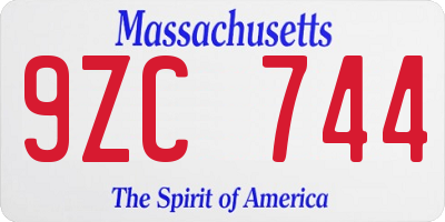 MA license plate 9ZC744