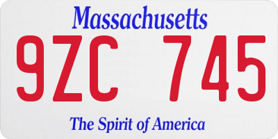 MA license plate 9ZC745