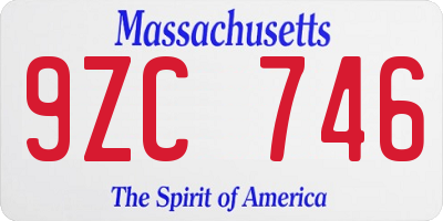 MA license plate 9ZC746