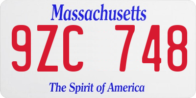 MA license plate 9ZC748