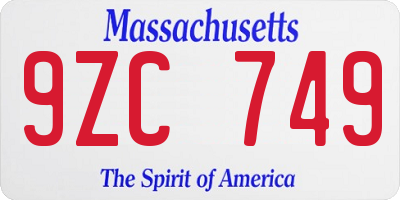 MA license plate 9ZC749