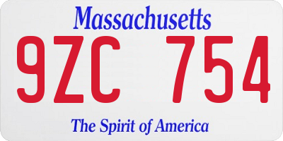 MA license plate 9ZC754