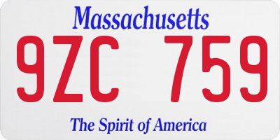 MA license plate 9ZC759