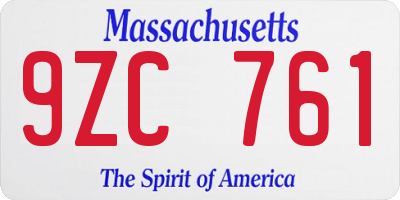 MA license plate 9ZC761
