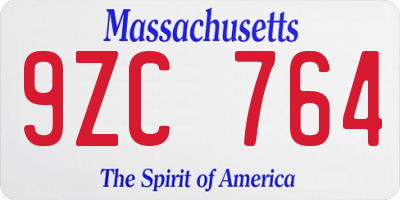 MA license plate 9ZC764