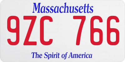 MA license plate 9ZC766