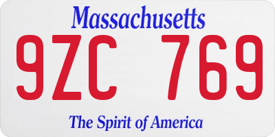 MA license plate 9ZC769