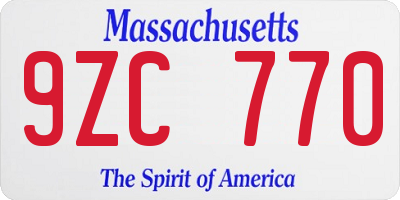 MA license plate 9ZC770