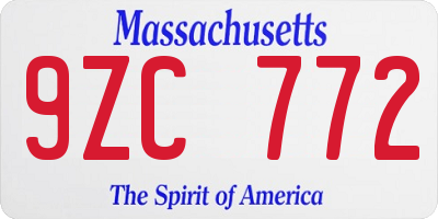 MA license plate 9ZC772