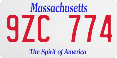 MA license plate 9ZC774