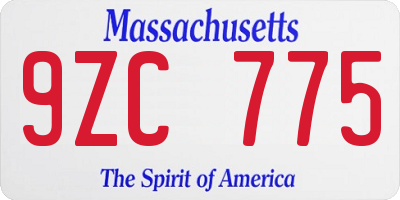 MA license plate 9ZC775