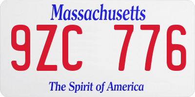 MA license plate 9ZC776